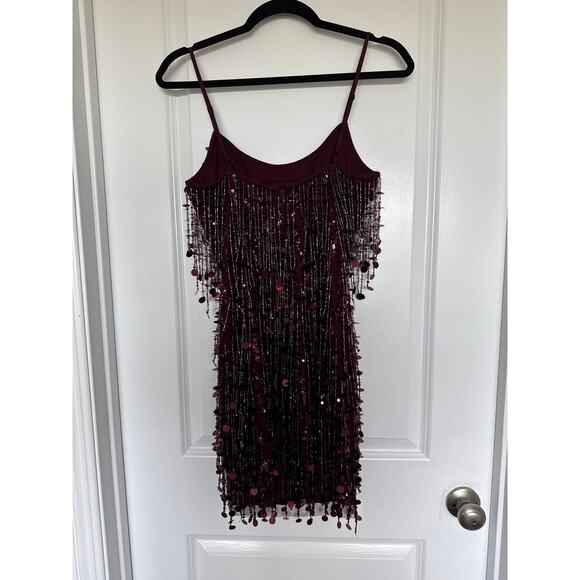 NWT Liv Foster Beaded Scoopneck Mini Dress in Blackened Red, 4 - Picture 3 of 9